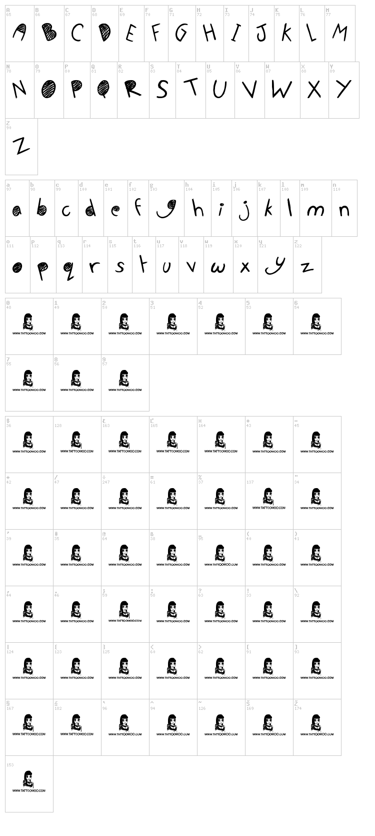 No Talking Allowed font map